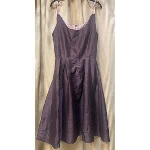 Lena Medoyeff Silk Midi Dress Women's Size SM Brown Pink Tie Straps